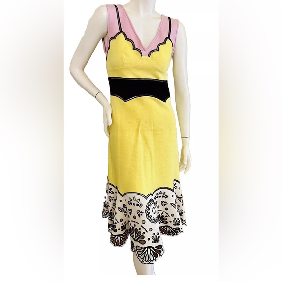 EMILIO PUCCI Color-block Broderie Anglaise-paneled dress size 38IT - Picture 9 of 11